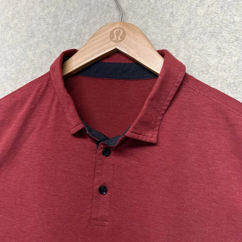Lululemon Men's Red Heather‎ Performance Polo Shirt Short Sleeve Size XL